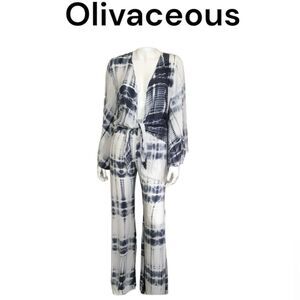 Olivaceous Tie Dye Front Tie Top & Relaxed Wide Leg Pants Coord Set Large/ Small
